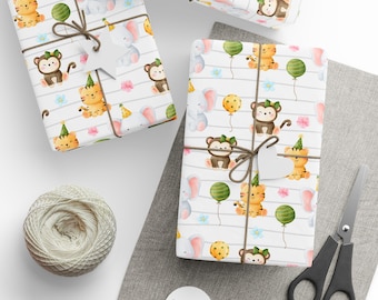 Baby Animal Watercolour Gift Wrap, Baby Shower Gift Wrap, Newborn Baby Gift Wrap, Baby Gift Wrap, Baby Girl Gift Wrap, Wrapping Paper Roll