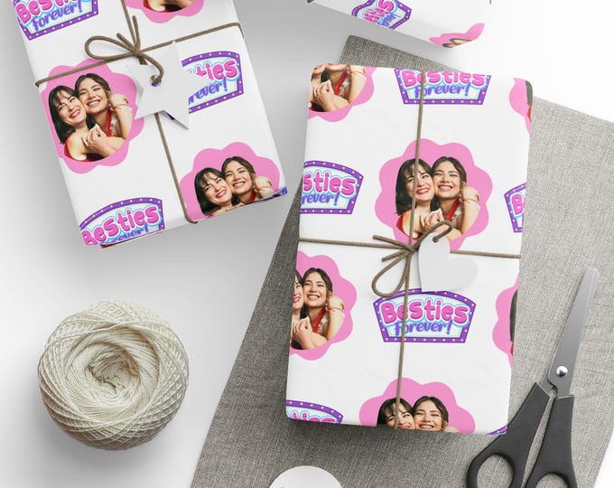 Custom Photo Wrapping Paper, Besties Forever Gift Wrap, Happy Birthday Gift Wrap, BFF Wrapping Paper, Birthday Photo Gift Wrap