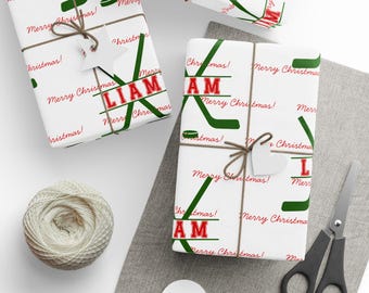 Sport Hockey Geschenkverpackung: Geschenkpapier mit individuellem Namen
