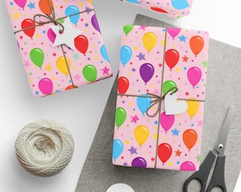 Birthday Balloons Gift Wrap, Birthday Girl Gift Wrap, Happy Birthday Gift Wrap, Pink Birthday Gift Wrap, Birthday Gift Wrap