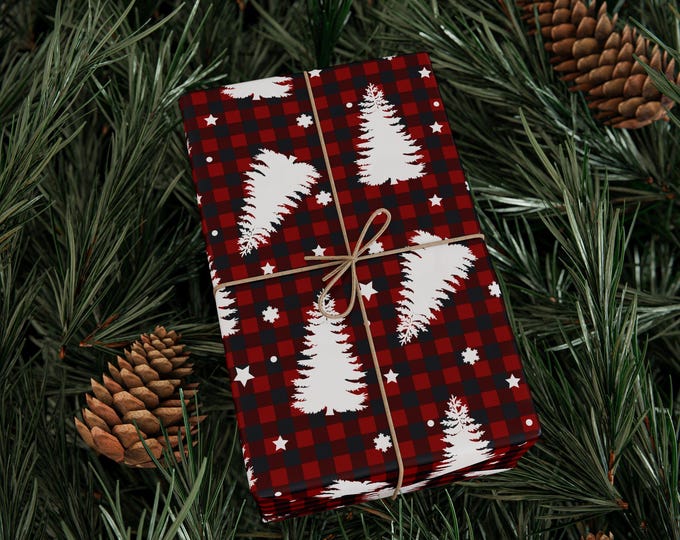 Wrapping Paper Roll, Christmas Gift Wrap, Christmas Wrapping Paper, Buffalo Plaid, Christmas Trees, Gift Wrap