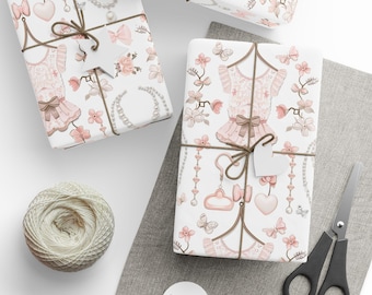 Pink Coquette Wrapping Paper Roll: Glossy Bridal & Birthday Gift Wrap
