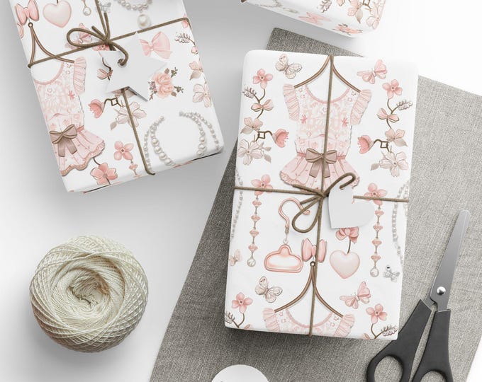 Sweet Pink Coquette Wrapping Paper Roll, Bridal Shower Gift Wrap, Wedding Gift Wrap, Sweet 16 Birthday Gift Wrap, Pink Coquette Gift Wrap