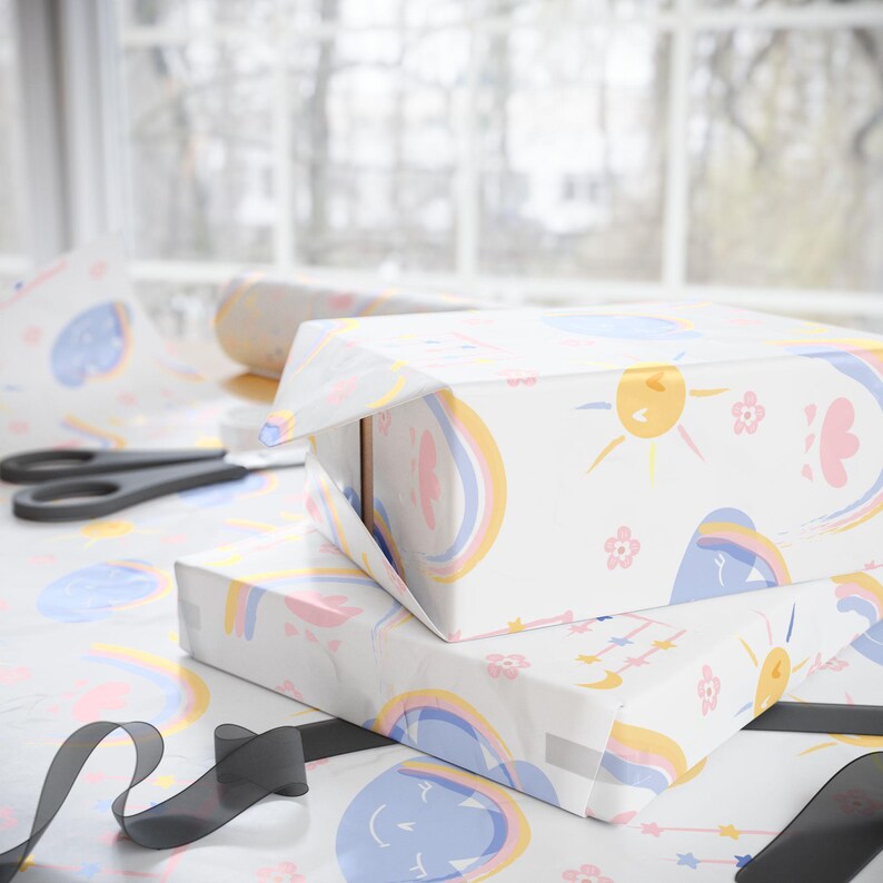 Rainbow Baby Gift Wrap, Newborn Gift Wrap, 90gsm Art Paper image 2