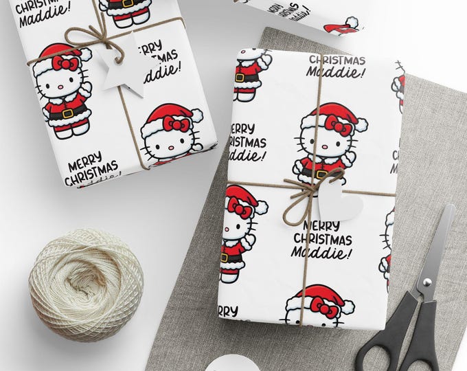 Personalized Hello Kitty Christmas Wrapping Paper: Santa Gift Wrap Roll