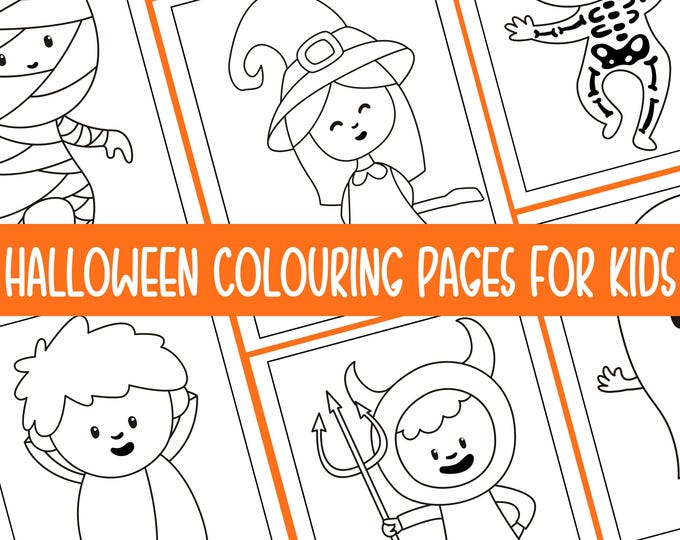 Halloween Coloring Book, 38 Pages, Kids Activity Pages (Digital Download)