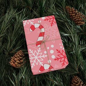 Pink Christmas Wrapping Paper Roll, Christmas Gift Wrap, Christmas Wrapping Paper, Retro Christmas Wrap, Pink Christmas Gift Wrap