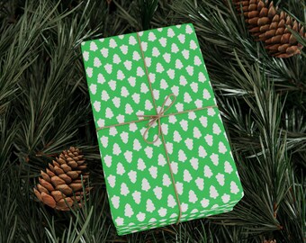 Christmas Tree Gift Wrap, Green Holiday Wrapping Paper