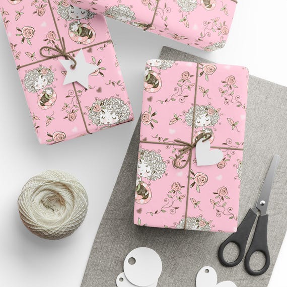 Mothers Day Floral Girl Wrapping Paper, 90gsm Fine Art Paper