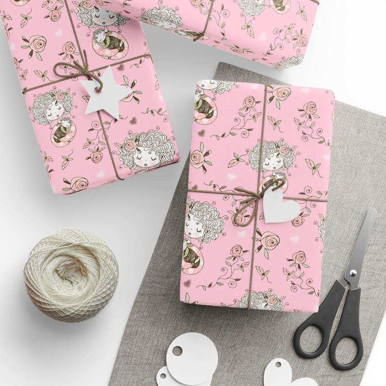 Moederdagcadeaupapier met bloemenmotief voor meisjes, 90 g/m² fijn kunstpapier afbeelding 1