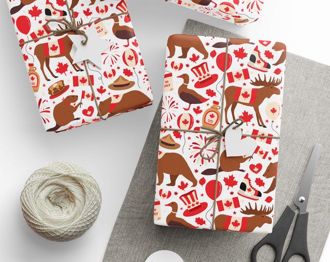 Canada Day Gift Wrap, Happy Canada Day Gift Wrap, Canadiana Wrapping Paper, Canada-themed Gift Wrap, Seasonal Gift Wrap, Holiday Gift Wrap