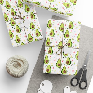 Papel de embrulho com frutas de verão, rolo de papel de embrulho com abacate, papel de embrulho moderno, papel de embrulho inovador, perfeito para qualquer ocasião, aniversário, inauguração de casa
