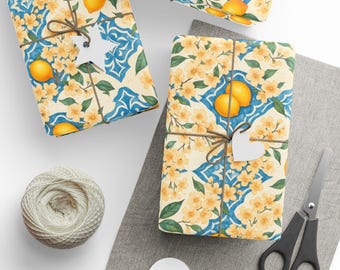 Vibrant Lemon Floral Wrapping Paper, Gift Wrap for Birthdays, Weddings, Holidays, Special Occasions, Premium Eco-Friendly, Decorative Paper
