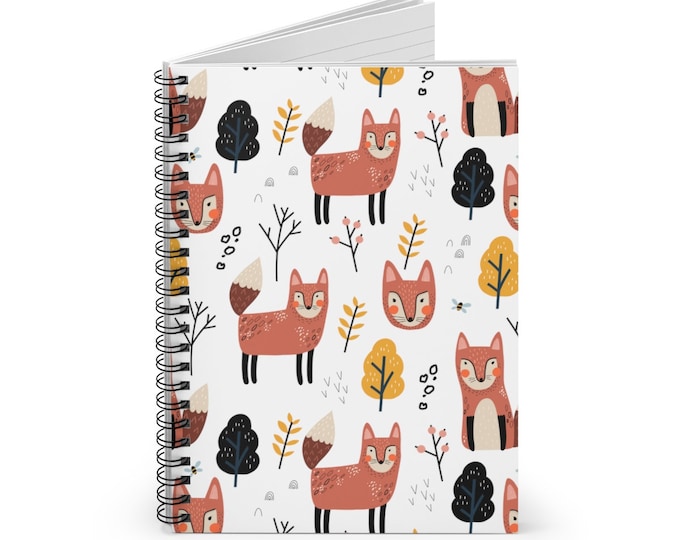 Spiral Notebook, Ruled Line, Spiral Journal, Scandinavian, Forest Animals, Spiral Journal, Stationery, School Supplies