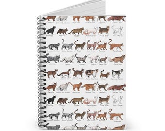 Cat Breeds Illustration Spiral Notebook | Ruled Line
