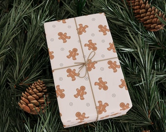 Christmas Gift Wrap, Christmas Wrapping Paper Roll, Festive Christmas Wrap, Gingerbread Man Gift Wrap, Retro Christmas Wrap
