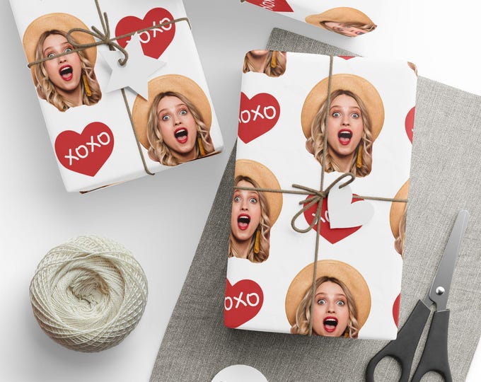 Custom Photo Wrapping Paper, Happy Valentines Day Gift Wrap, Hot Girlfriend Gift Wrap, Hot Wife Wrapping Paper