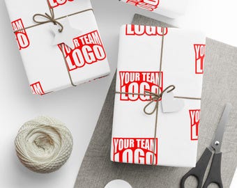Personalized Team Logo Wrapping Paper: Sports Team Birthday Gift Wrap