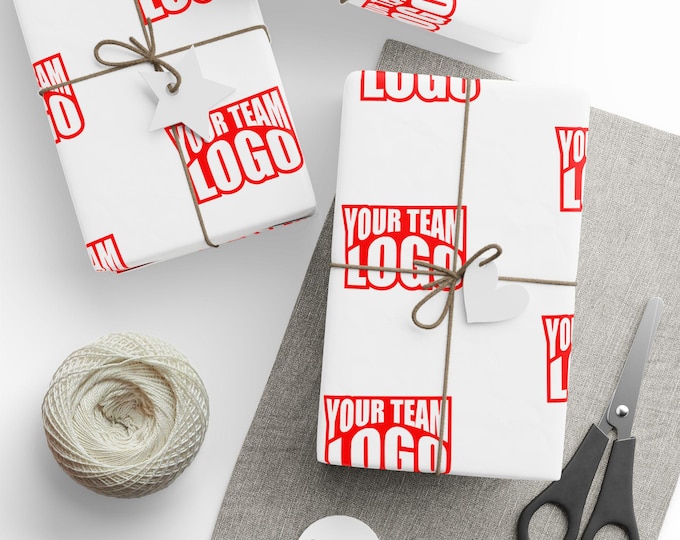 Personalized Team Logo Wrapping Paper: Sports Team Birthday Gift Wrap