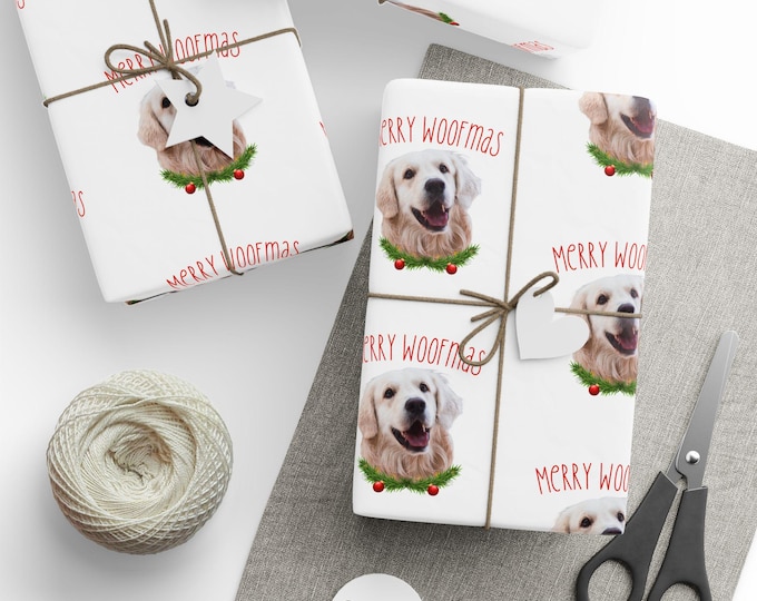 Christmas Pet Photo Wrapping Paper Roll, Custom Gift Wrap for Pet Lovers, Personalized Holiday Gift Wrap, Christmas Wrapping Paper, Pet Gift