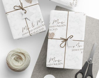 Custom Wedding Gift Wrap, Wedding Wrapping Paper, Bride and Groom, Custom Gift Wrap, Wrapping Paper Roll