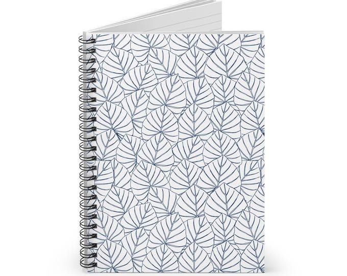 Tropical Leaf Pattern Spiral Notebook: Ruled Line Journal