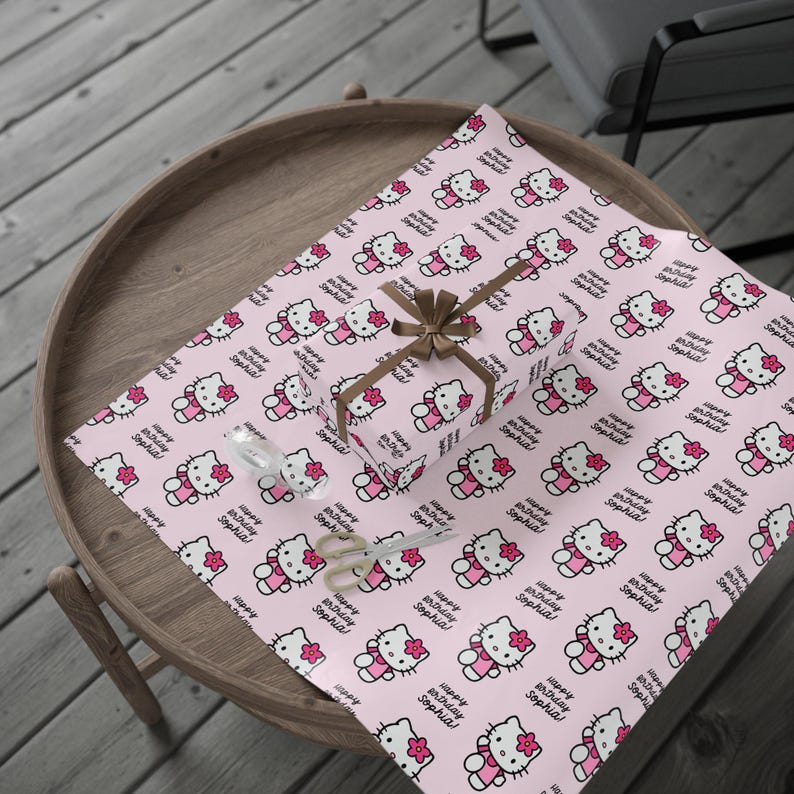 Personalized Hello Kitty Birthday Gift Wrapping Paper image 3
