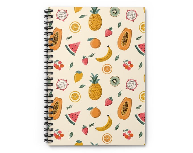 Tropical Floral Spiral Notebook, Ruled Line | Summer Beach Journal