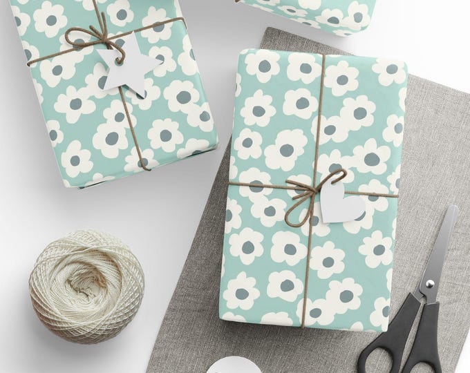 Boho Vintage Summer Gift Wrap, Boho Floral Pattern Gift Wrap, Boho Wrapping Paper, Wrapping Paper Roll