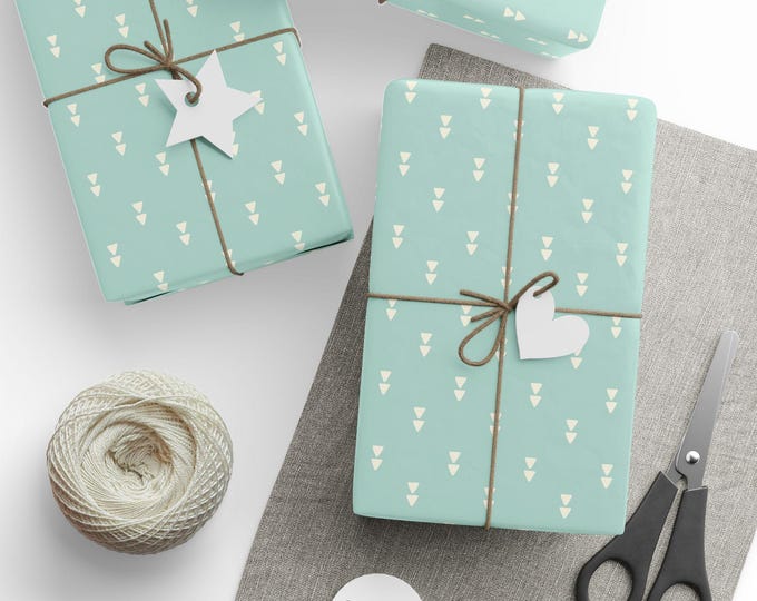 Boho Vintage Summer Gift Wrap, Boho Pattern Gift Wrap, Boho Wrapping Paper, Wrapping Paper Roll, Boho Blue Gift Wrap