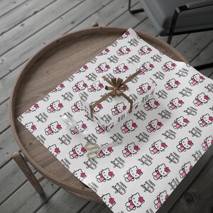 Personalized Hello Kitty Pattern wrapping paper | Birthday Gift Wrap, Pink Character Prin image 3