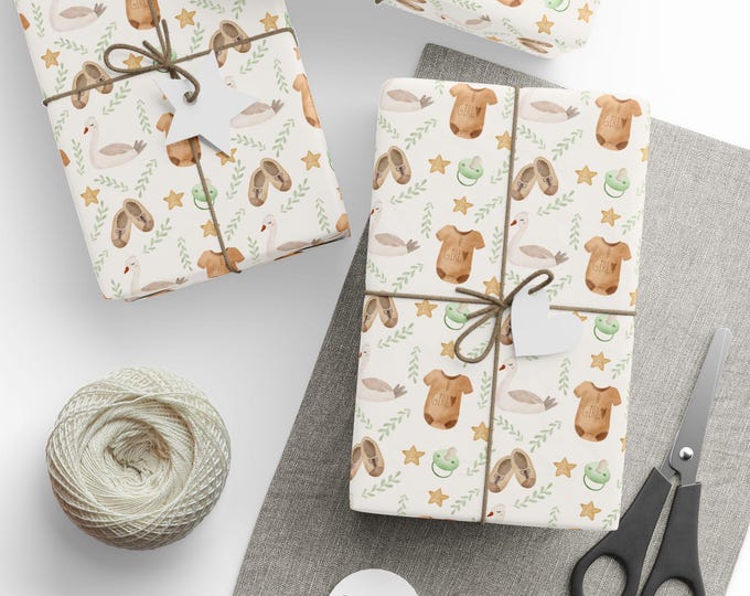Baby Shower Gift Wrap, Newborn Baby Gift Wrap, Baby Gift Wrap, Baby Boy, Baby Girl Gift Wrap, Wrapping Paper Roll
