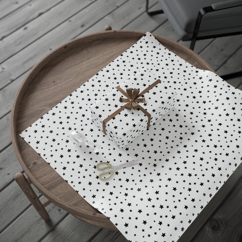 Black Stars Gloss Wrapping Paper, 90 GSM image 3