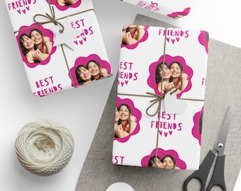 Custom Photo Besties Wrapping Paper, Besties Gift Wrap, Happy Birthday Gift Wrap, Best Friends Wrapping Paper, Birthday Photo Gift Wrap