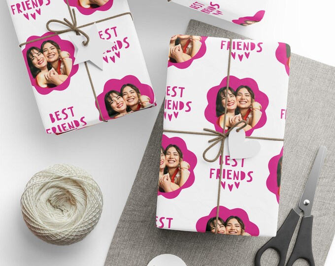 Custom Photo Wrapping Paper, Besties Gift Wrap, Happy Birthday Gift Wrap, Best Friends Wrapping Paper, Birthday Photo Gift Wrap - Wrapping
