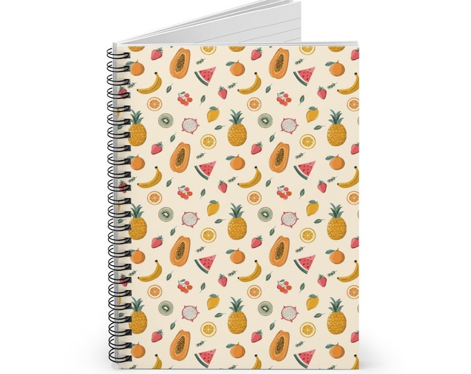 Spiral Notebook Ruled Line, Spiral Journal, Tropical Summer, Tropical Fruits, Stationery, School Supplies, Office Supplies