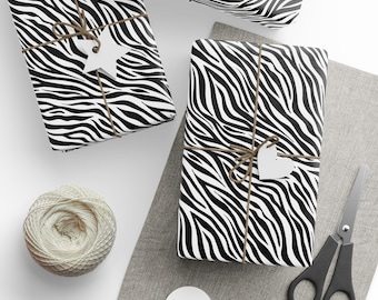 Zebra Print Gift Wrap: Trendy Animal Print, Gloss Paper