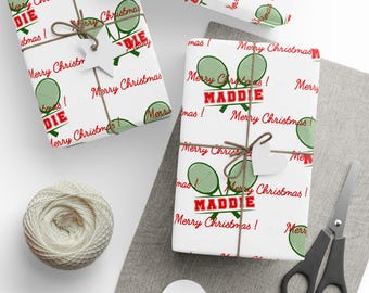 Personalized Sports Tennis Christmas Wrapping Paper: Custom Name Monogram