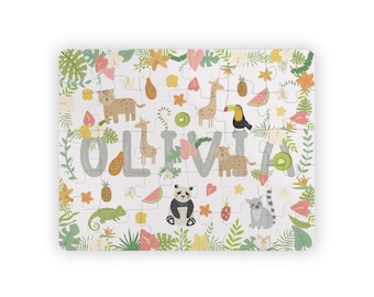 Personalized Kids Name Puzzle, Kids' Puzzle, 30-Piece Puzzle, Tropical-Themed Puzzle, Kids Activity, 14x11 inch puzzle, Fun Kid's Activity