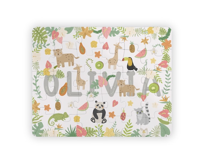 Personalized Kids Name Puzzle, Kids' Puzzle, 30-Piece Puzzle, Tropical-Themed Puzzle, Kids Activity, 14x11 inch puzzle, Fun Kid's Activity