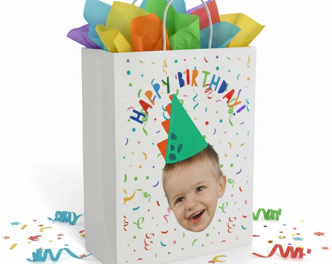 Personalized Photo Birthday Gift Bag | Custom Paper Favor Bag