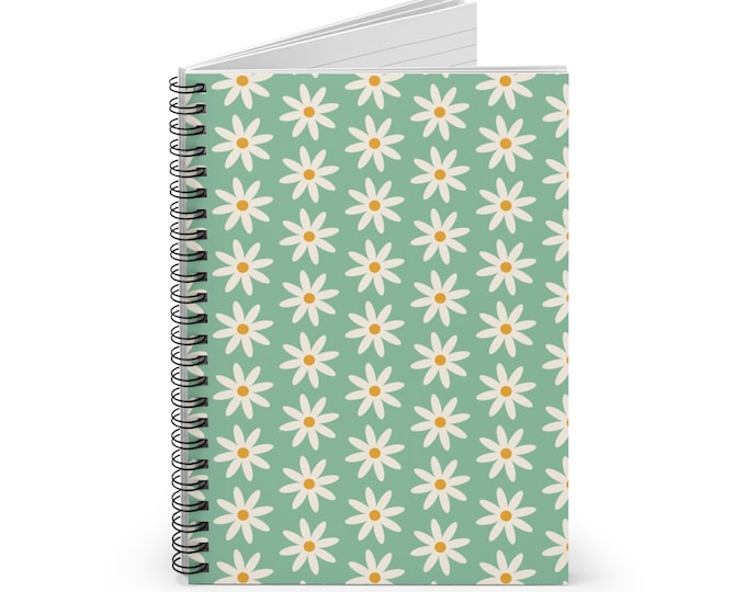 Spiral Notebook, Ruled Line, Spiral Journal, Groovy Floral, Flower Power, Daisy Pattern Journal, Stationery, School Supplies
