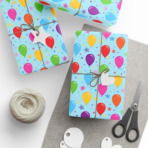 Birthday Balloons Gift Wrap: Colorful Party Paper