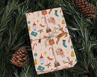 Christmas Character Gift Wrap, Holiday Wrapping Paper