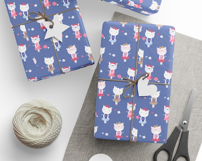 Parisian Cat Gift Wrap, Paris Lovers Gift Wrap, French Cat Wrapping Paper, Paris Lovers, Cat Lovers, Paris Wrapping Paper Roll