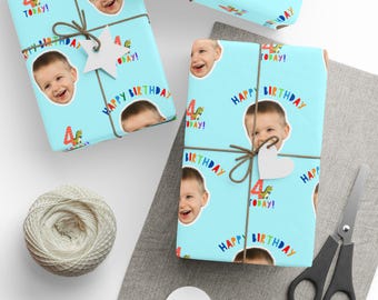 Custom Face Pattern wrapping paper | Personalized Photo Birthday Wrap