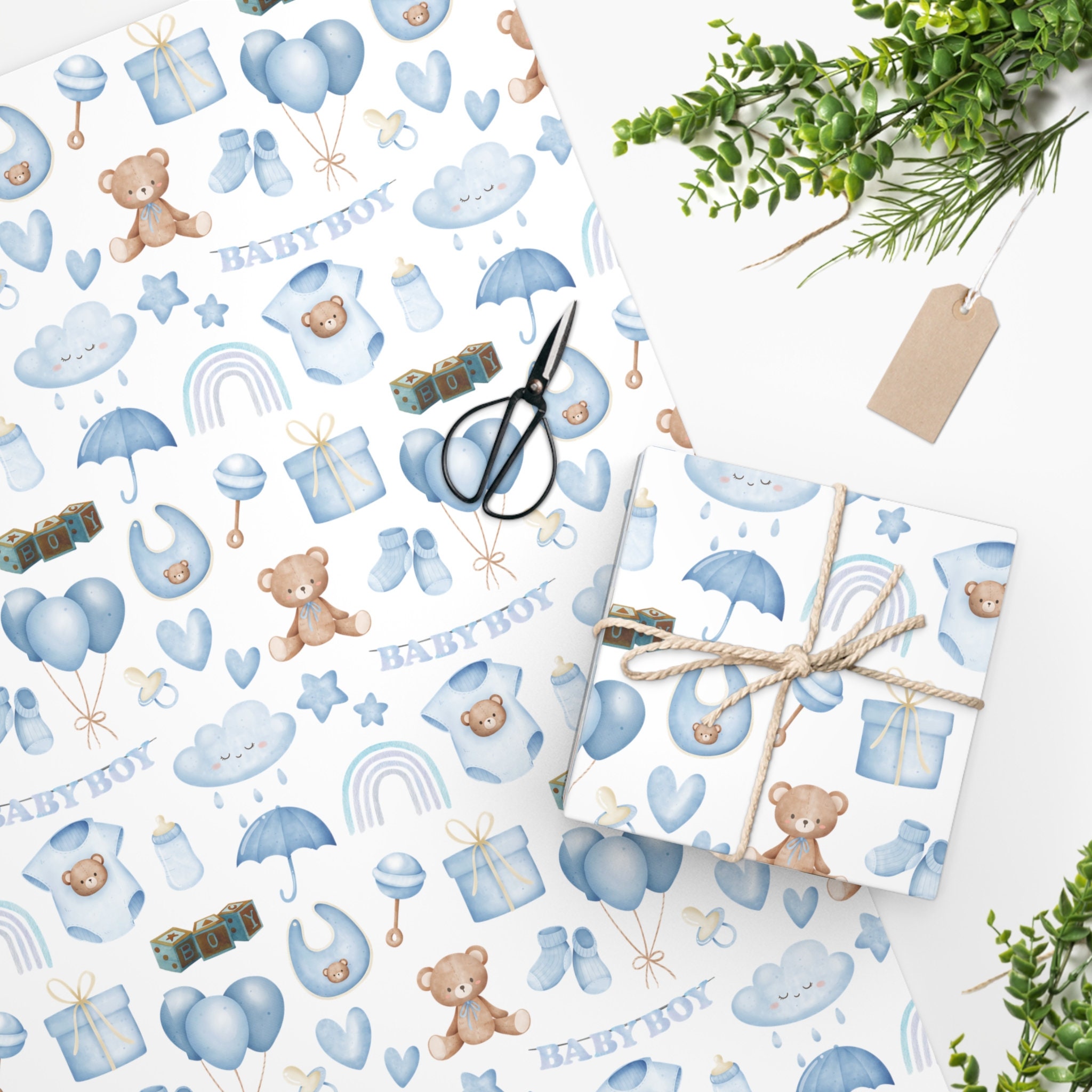 Baby Boy Gift Wrap, Baby Shower Gift Wrap, Baby Blue Gift Wrap, Wrapping  Paper Roll, Baby Boy Wrapping Paper, Gift Wrap for Baby Boy 