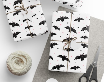 Cadeauverpakking roze Halloween-vleermuizen: glanzend inpakpapier