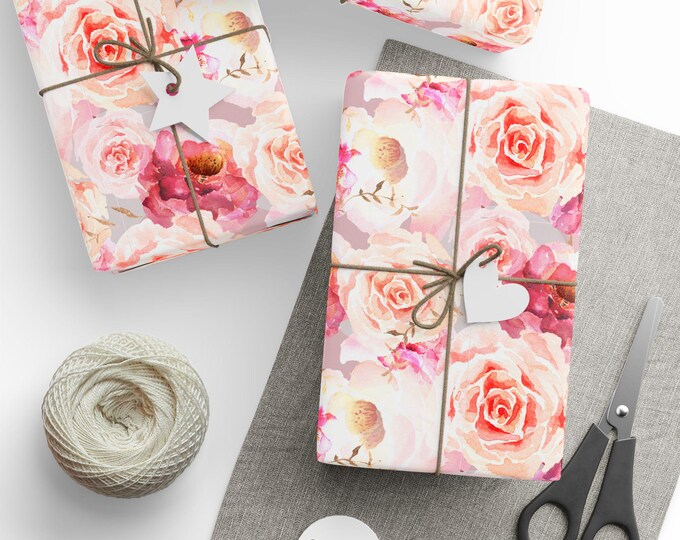 Charming Pink Roses Wrapping Paper, Gift Wrap for Special Occasions, Eco-Friendly, Birthday Gift Wrap, Premium Gift Wrap, Special Occasion
