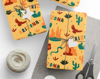Arizona State Wrapping Paper: Folk Art Style Gift Wrap